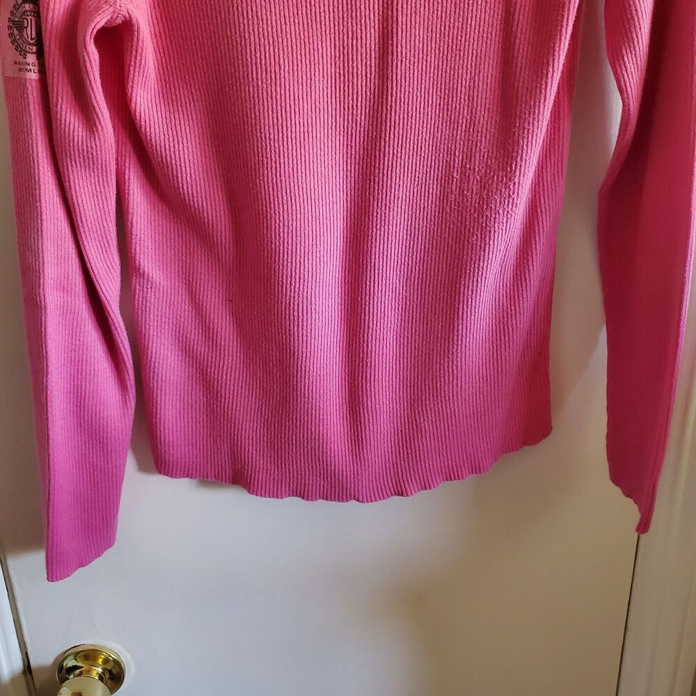 Lauren Ralph Lauren Y2k Ribbed Quarter Zip Top Racing Team Size L Preppy - Picture 7 of 11